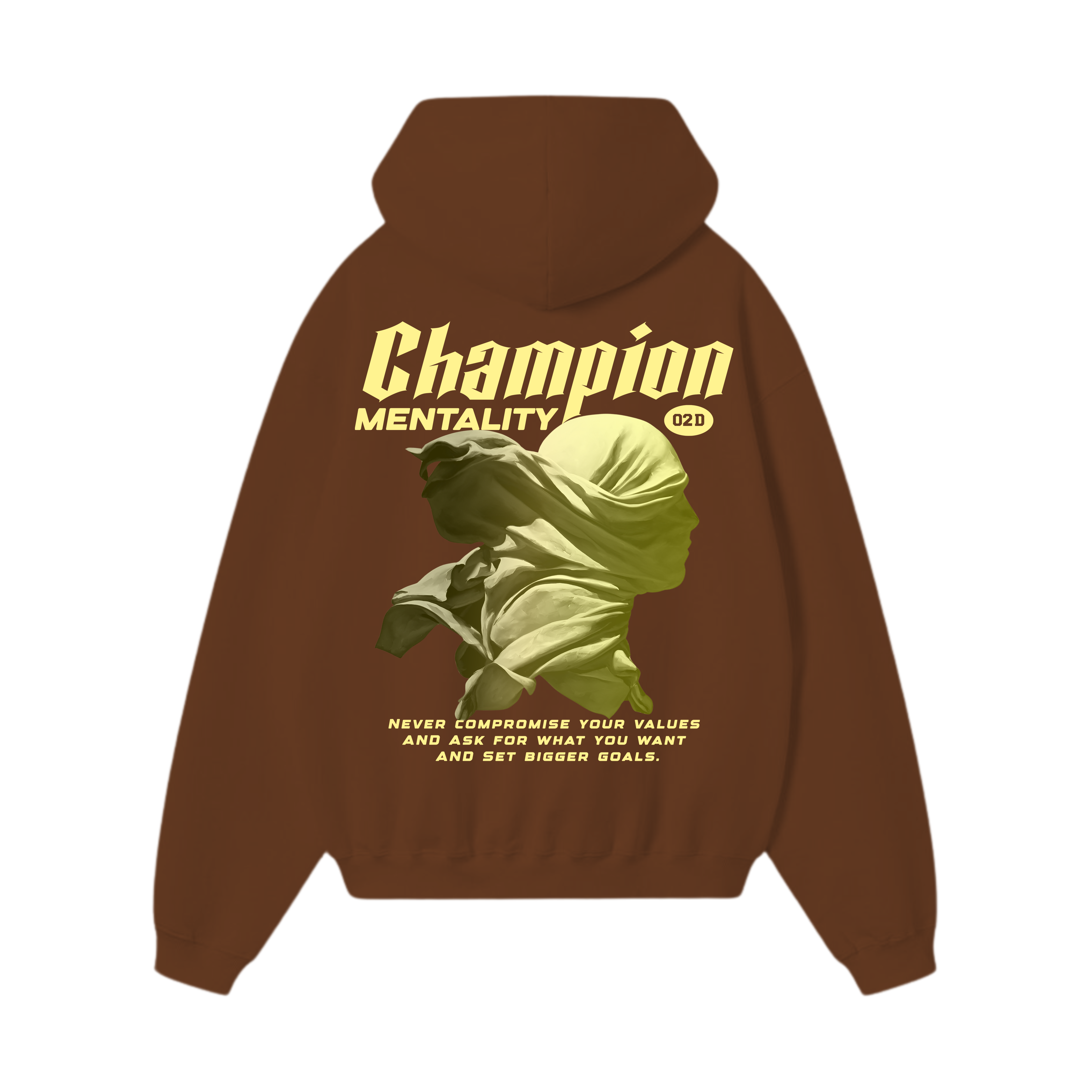 CHAMPION MENTALITY Heavy Brown Oversized Hoodie