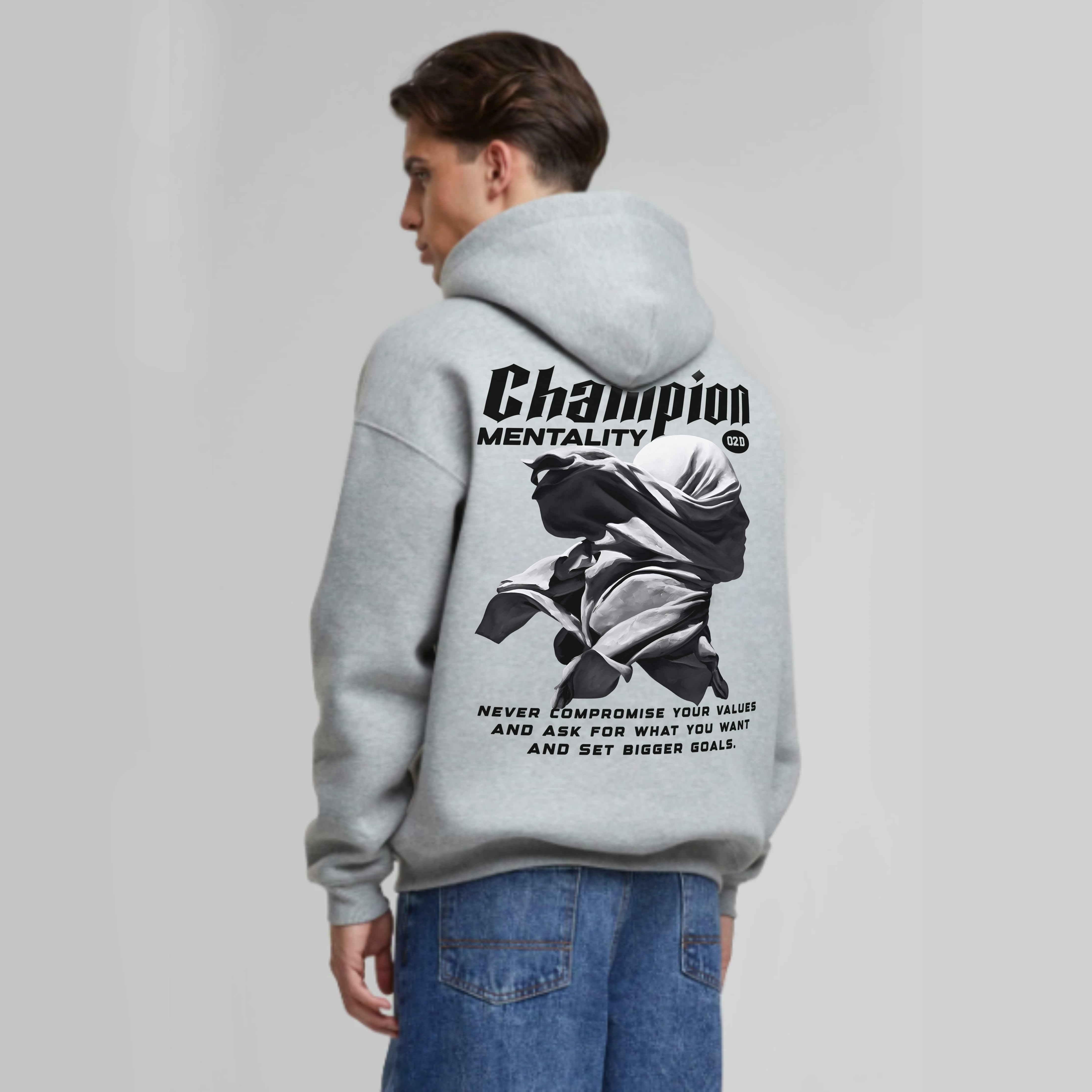 CHAMPION MENTALITY Heavy GRAY Oversized Hoodie