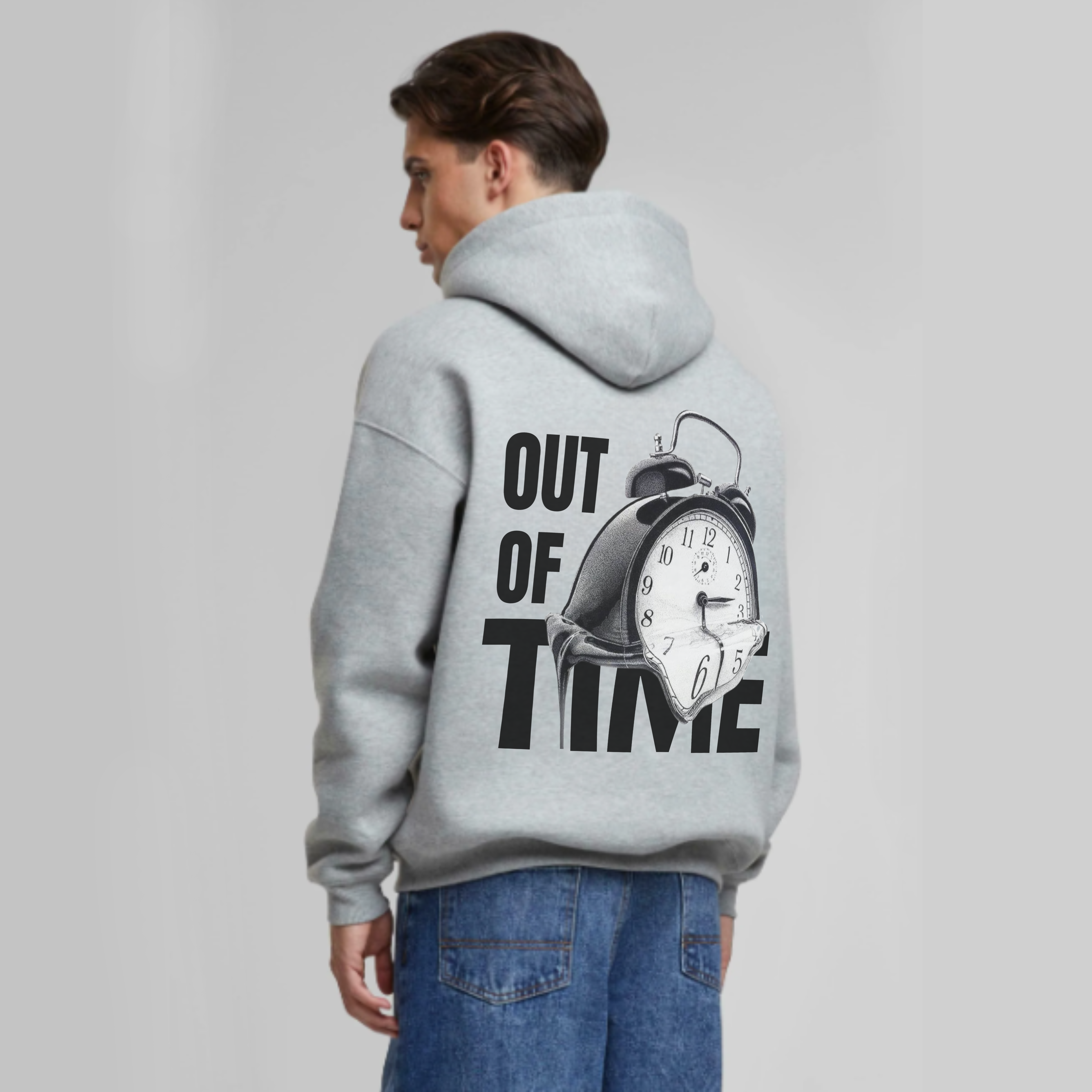 OUT OF TIME Heavy GRAY Oversized Hoodie