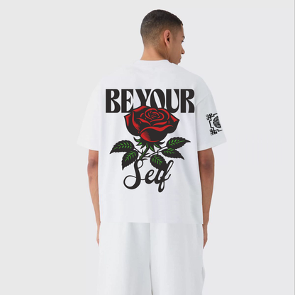 BE YOUR SELF  : Premium White Oversized T-Shirt