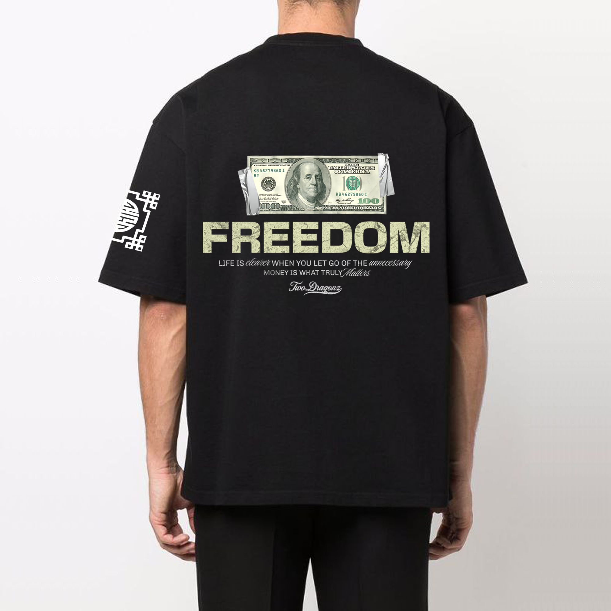 FREEDOM : Premium black Oversized T-Shirt