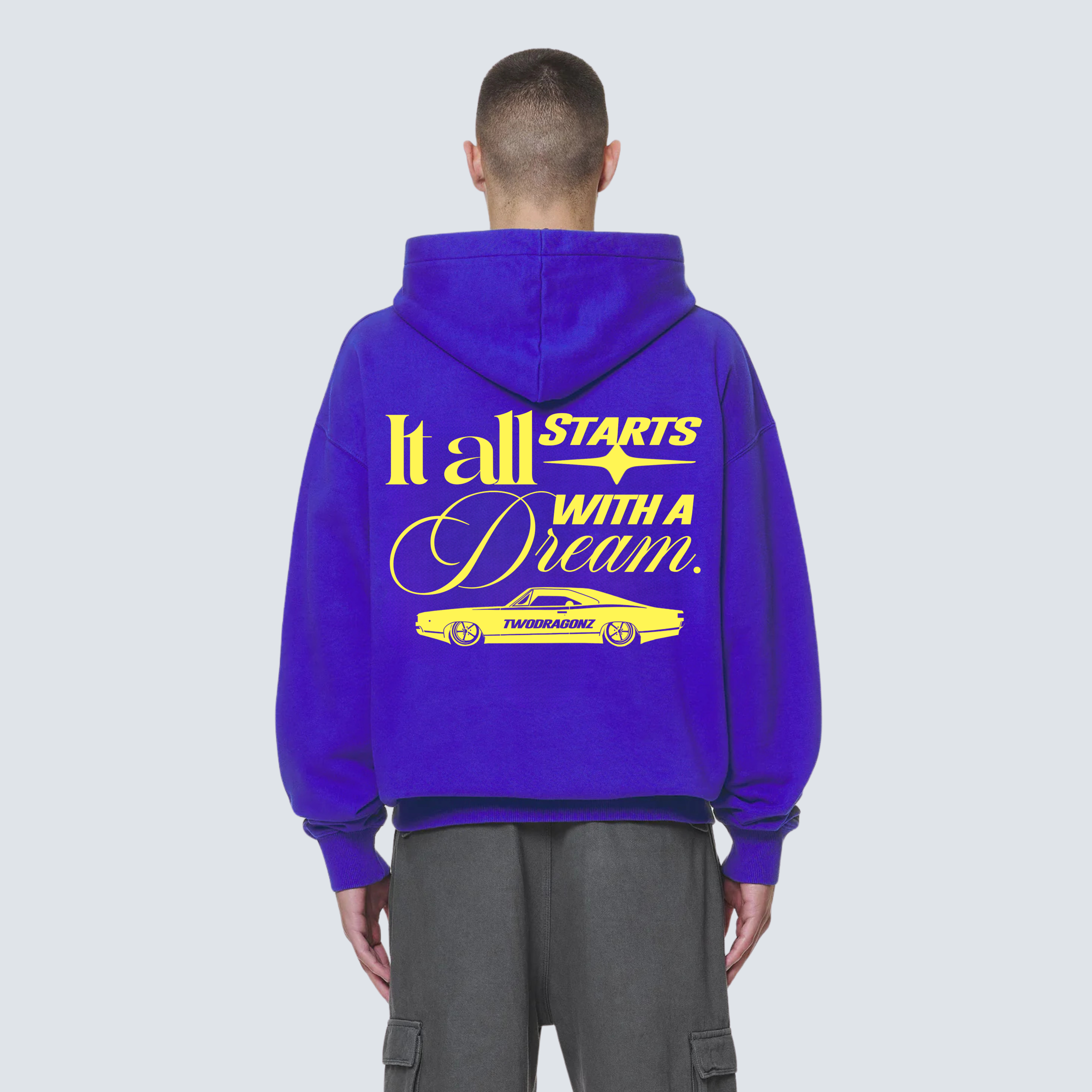 IT ALL STARTS WITH DREAM Heavy Blue Oversized Hoodie