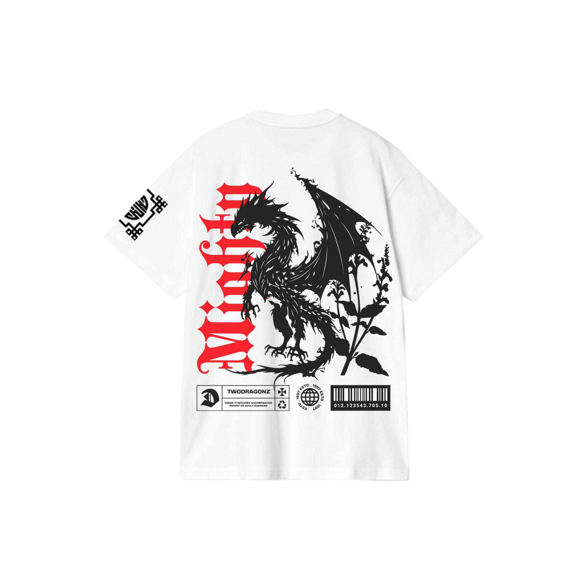 NIGHT DRAGON : Premium White Oversized T-Shirt