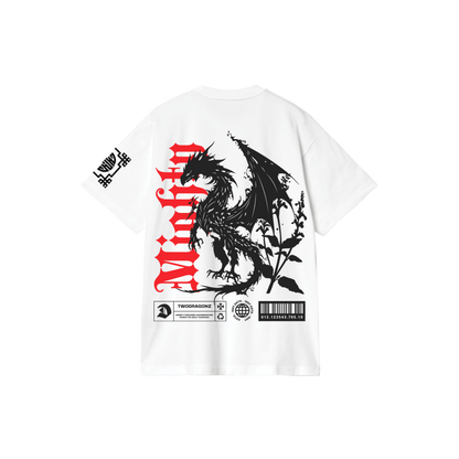 NIGHT DRAGON : Premium White Oversized T-Shirt