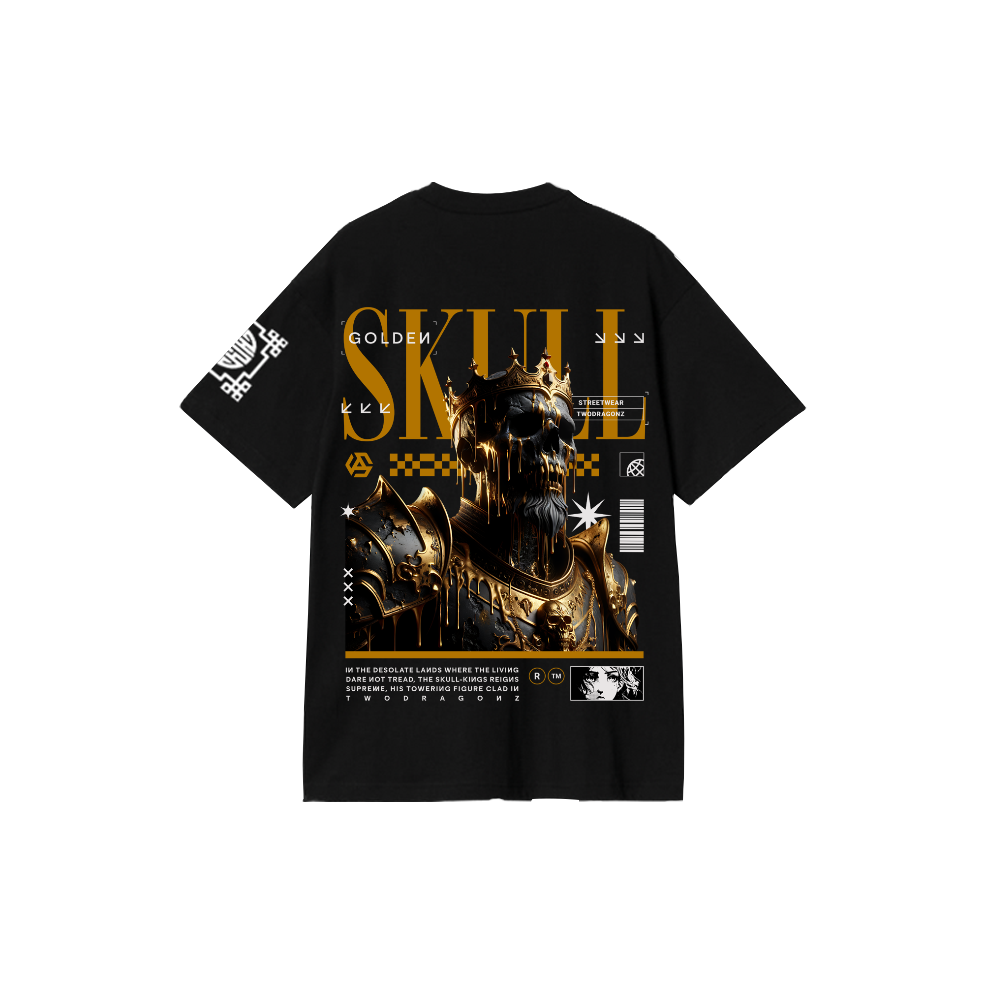 GOLD SKULL : Premium Black Oversized T-Shirt