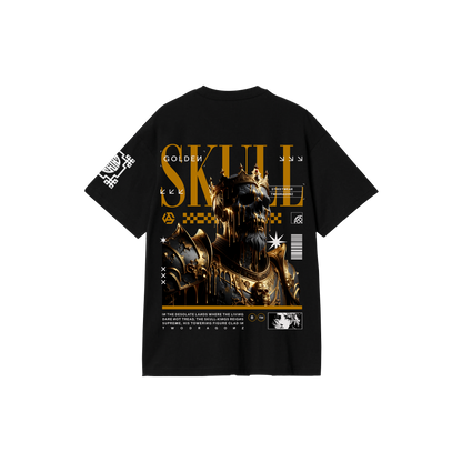 GOLD SKULL : Premium Black Oversized T-Shirt