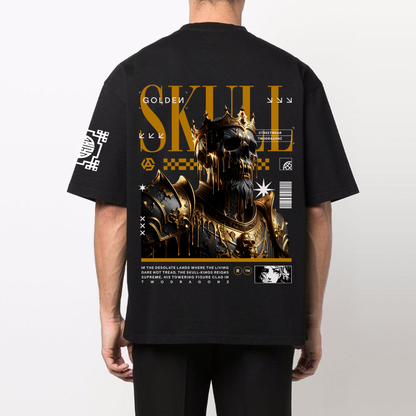 GOLD SKULL : Premium Black Oversized T-Shirt