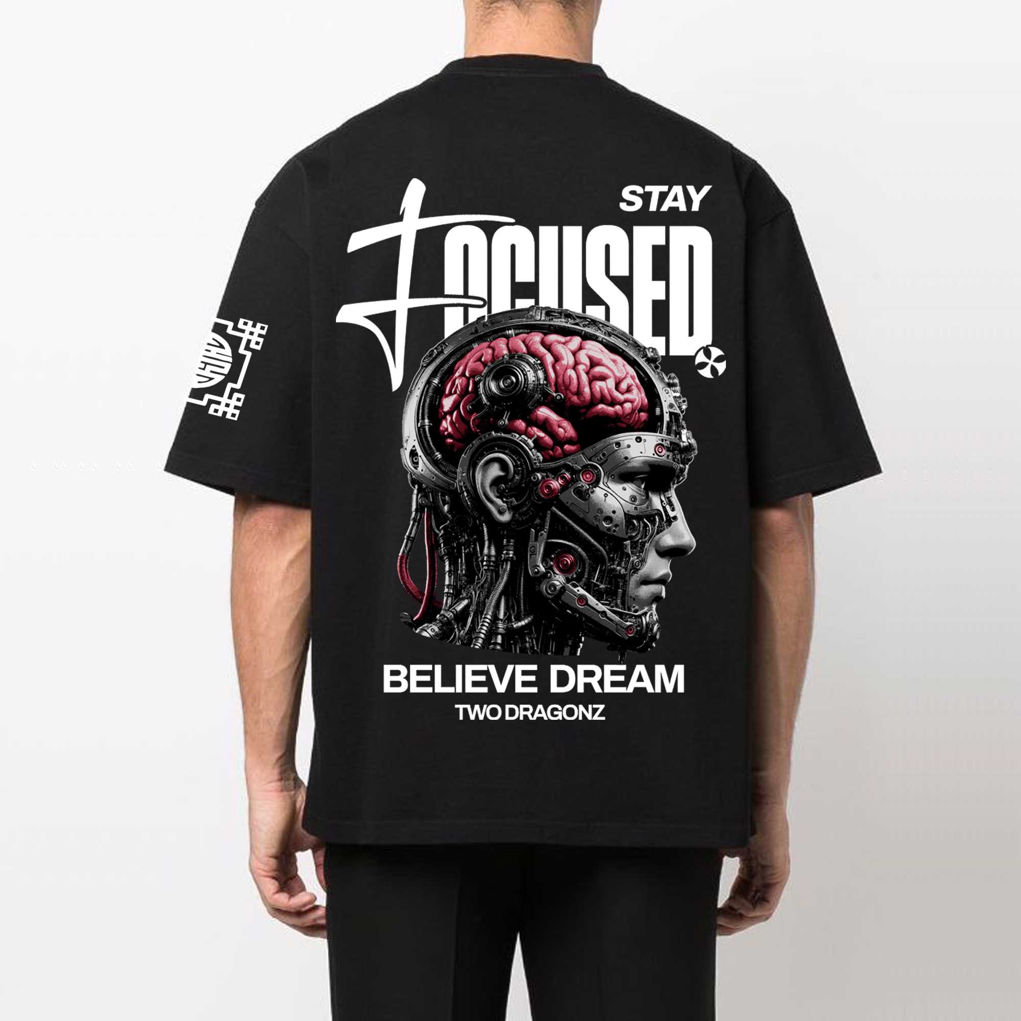 STAY FOCUS : Premium black Oversized T-Shirt