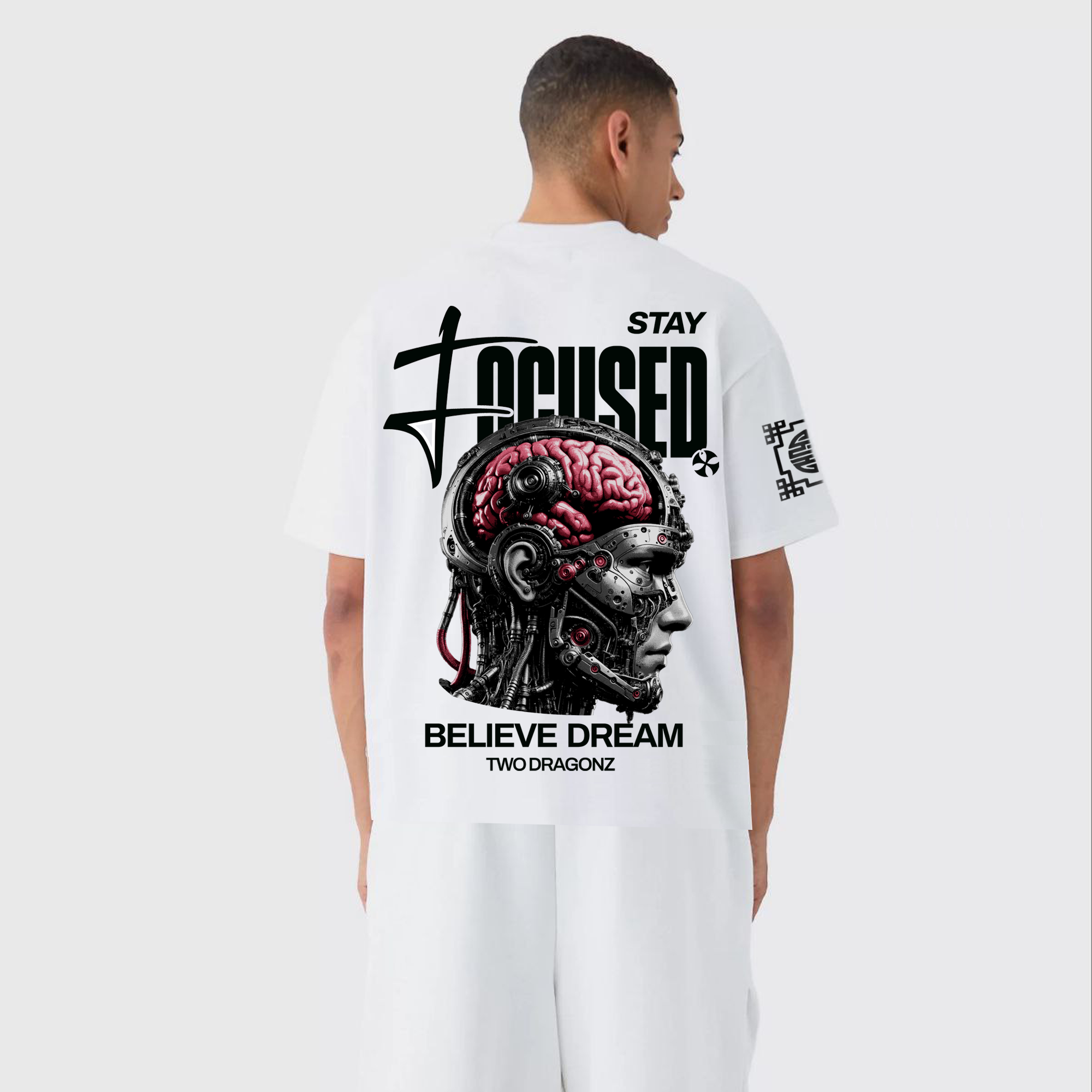 STAY FOCUS  : Premium White Oversized T-Shirt