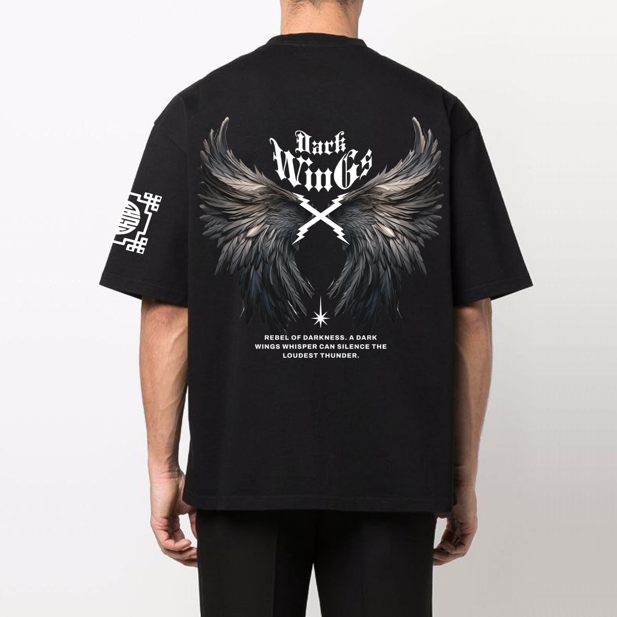 WINGS  : Premium Black Oversized T-Shirt